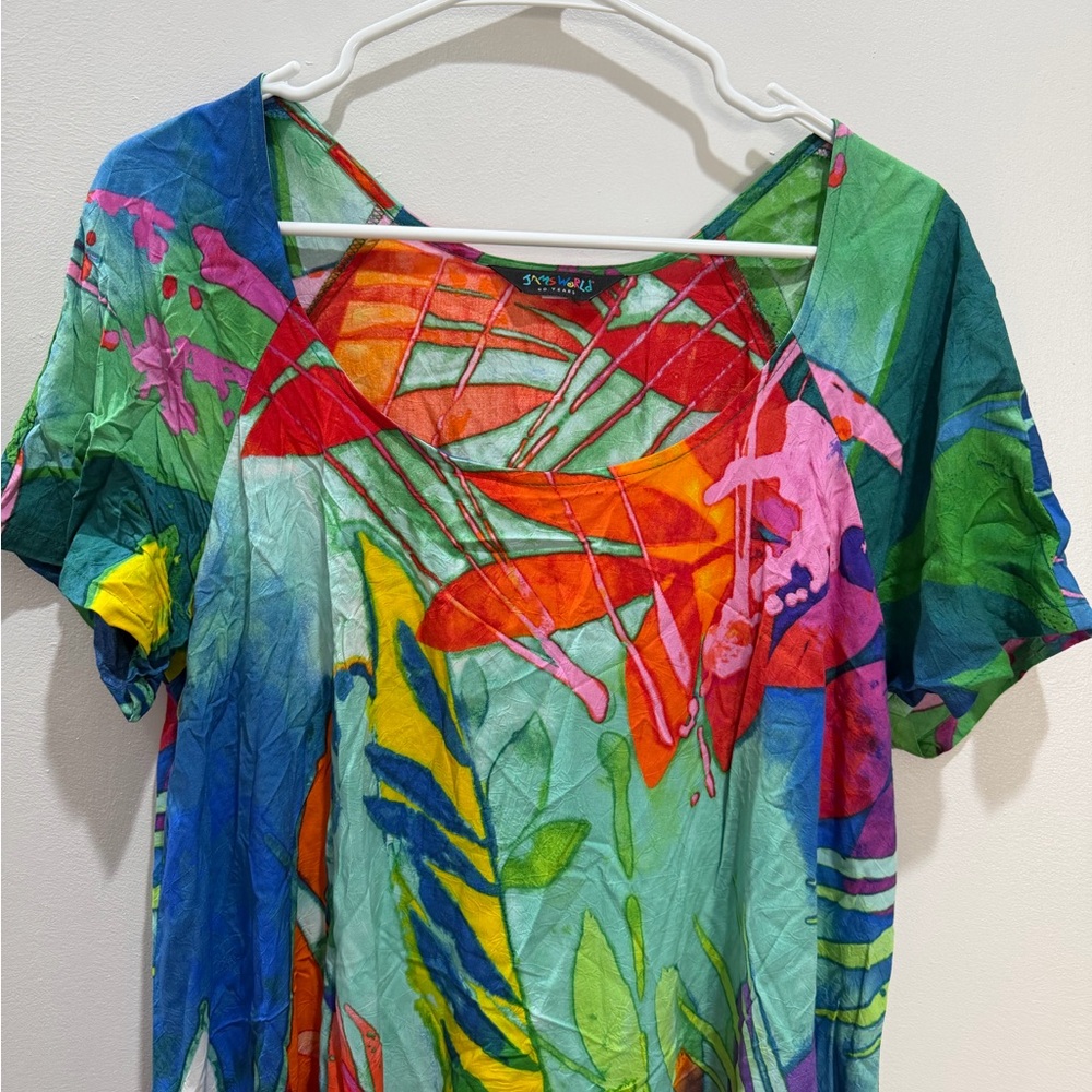 Jams World Hawai’i Hattie Volare Hawaiian 60 Year Dress Large Colorful Eccentric - Picture 2 of 8